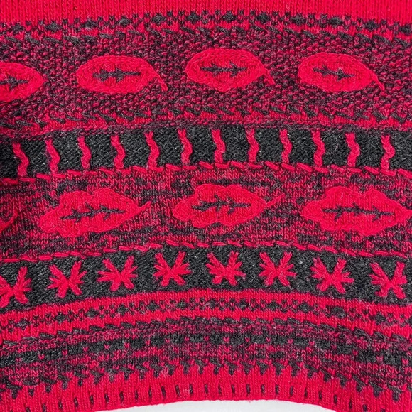 Classiques Enter 100% Wool Vintage Red & Black Sweater Size M - Picture 4 of 5